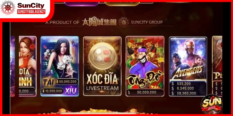 App Suncity với kho trò chơi đa dạng và phong phú